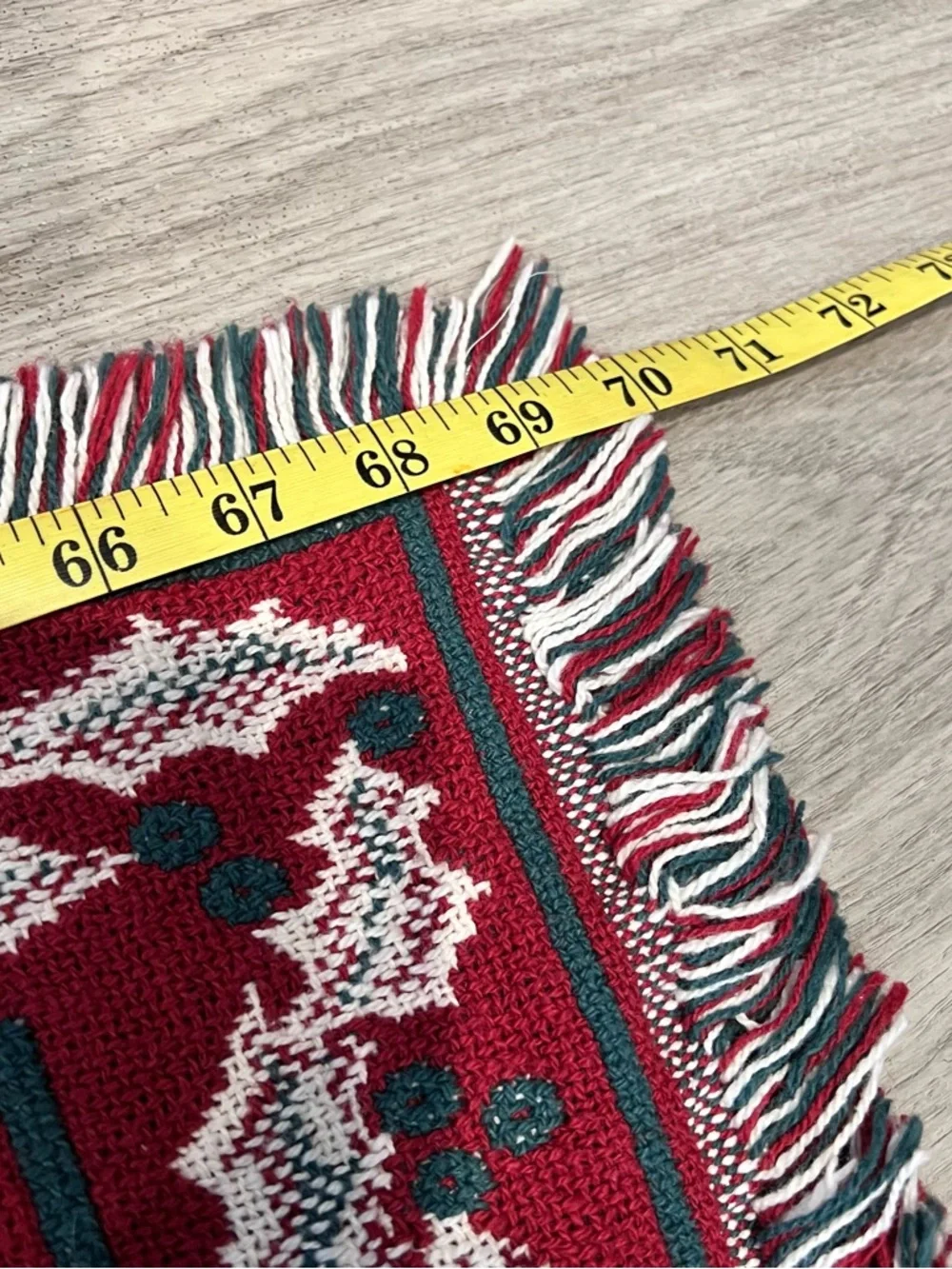 Vintage Christmas Tapestry Throw Blanket Tree Reversible Fringe Holiday Decor